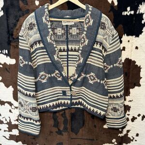 Flashback Vintage Southwest‎ Aztec Cowgirl Western Ranch Cropped Jacket Large